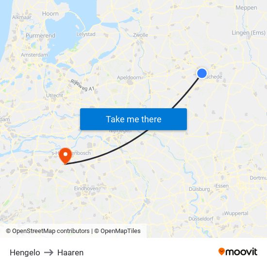 Hengelo to Haaren map