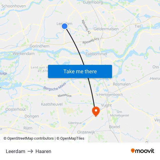 Leerdam to Haaren map