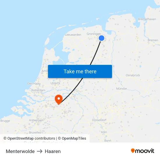 Menterwolde to Haaren map