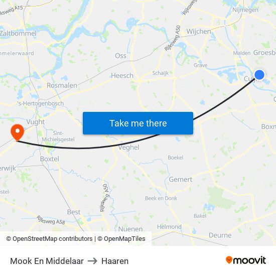 Mook En Middelaar to Haaren map