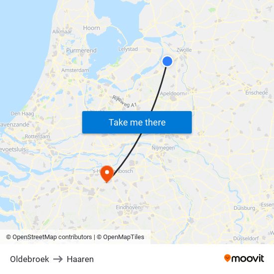 Oldebroek to Haaren map