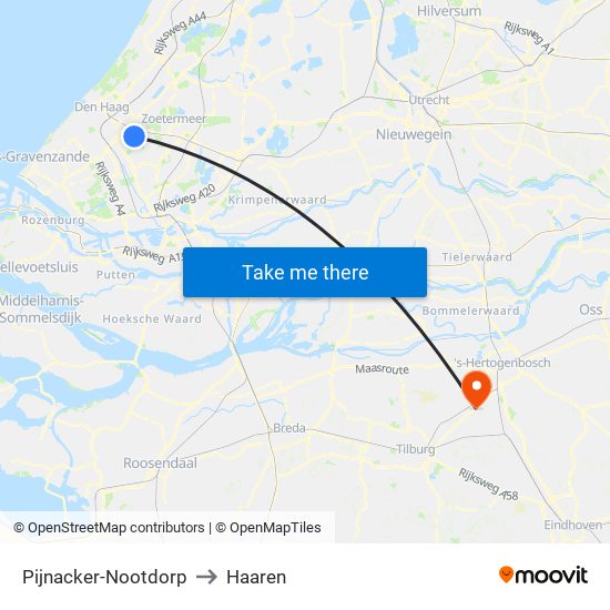 Pijnacker-Nootdorp to Haaren map