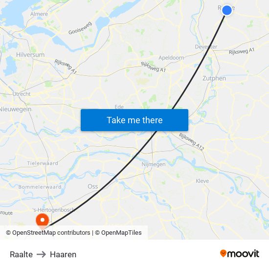 Raalte to Haaren map