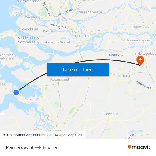 Reimerswaal to Haaren map