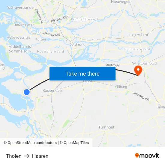 Tholen to Haaren map