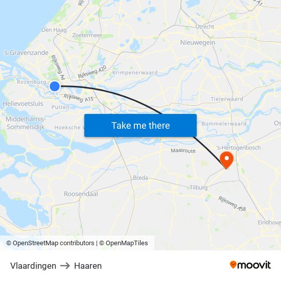 Vlaardingen to Haaren map