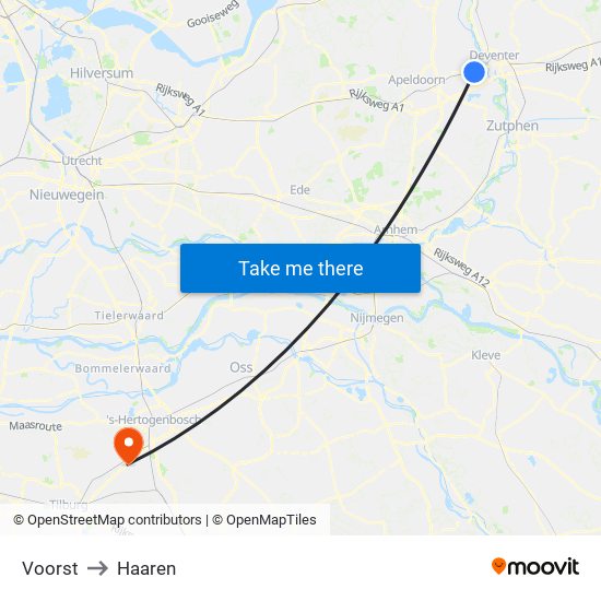 Voorst to Haaren map