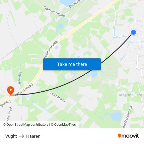 Vught to Haaren map