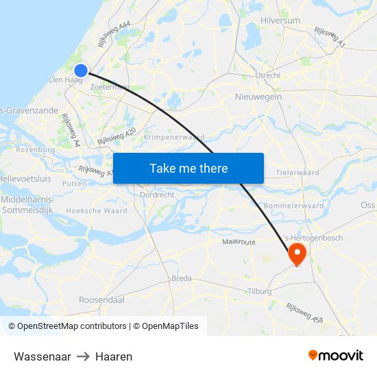 Wassenaar to Haaren map