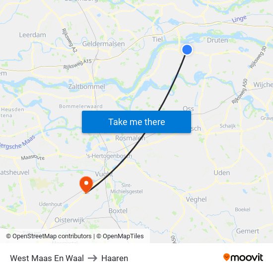 West Maas En Waal to Haaren map