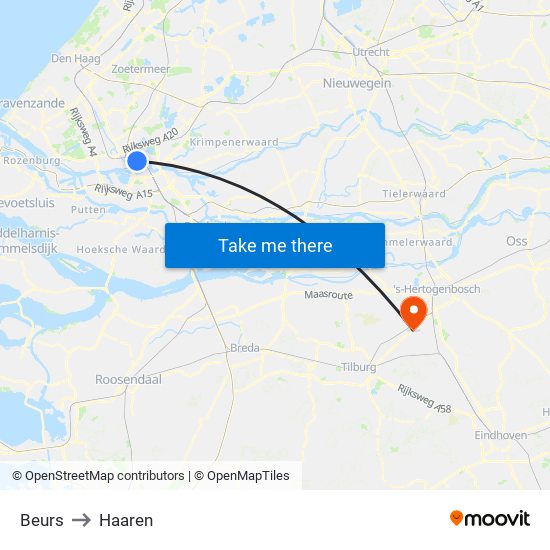 Beurs to Haaren map