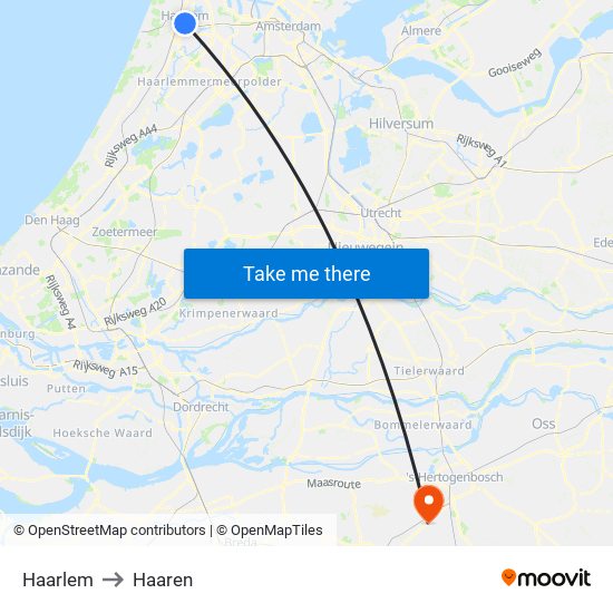 Haarlem to Haaren map