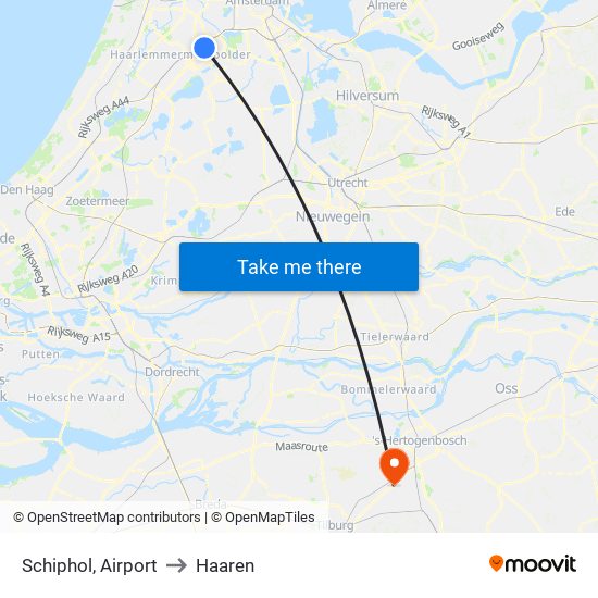 Schiphol, Airport to Haaren map