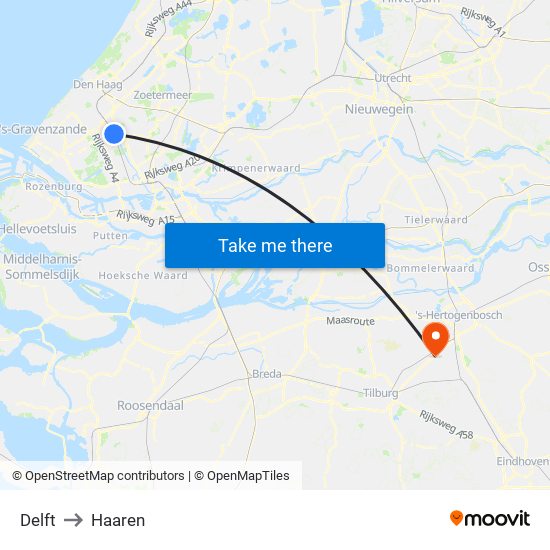 Delft to Haaren map