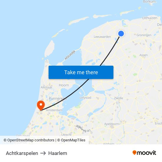 Achtkarspelen to Haarlem map