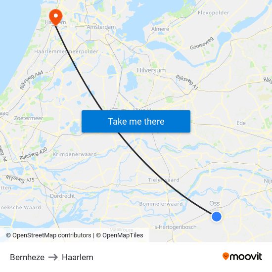 Bernheze to Haarlem map