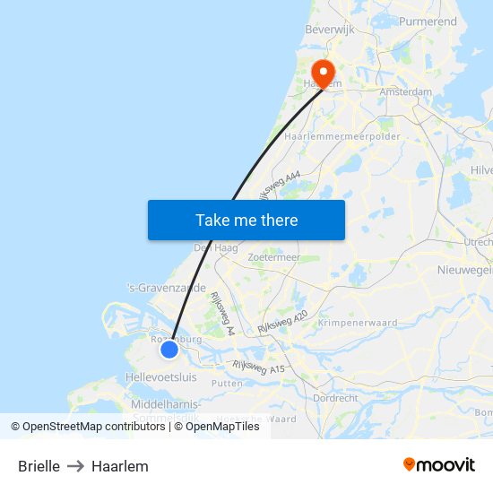 Brielle to Haarlem map