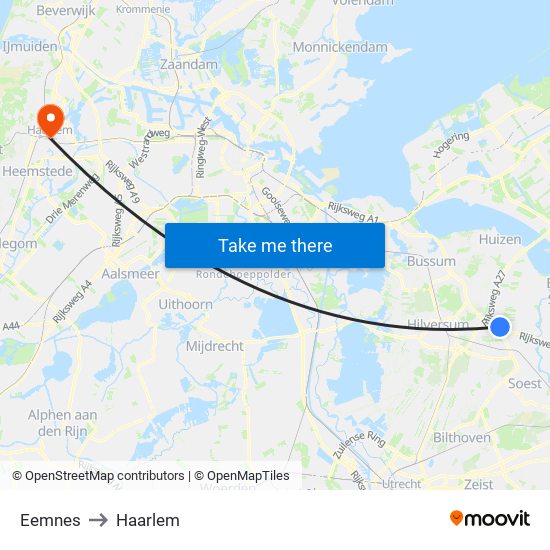 Eemnes to Haarlem map