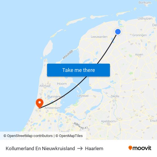 Kollumerland En Nieuwkruisland to Haarlem map