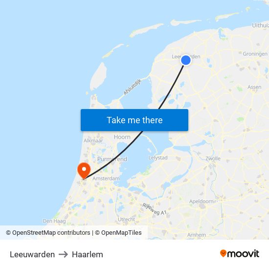 Leeuwarden to Haarlem map