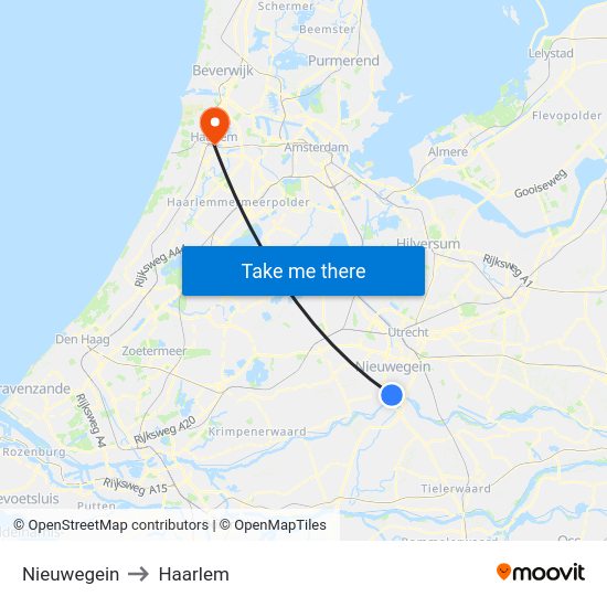 Nieuwegein to Haarlem map