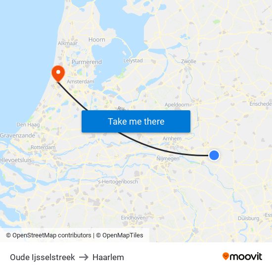 Oude Ijsselstreek to Haarlem map