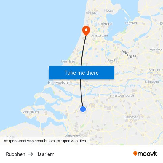 Rucphen to Haarlem map