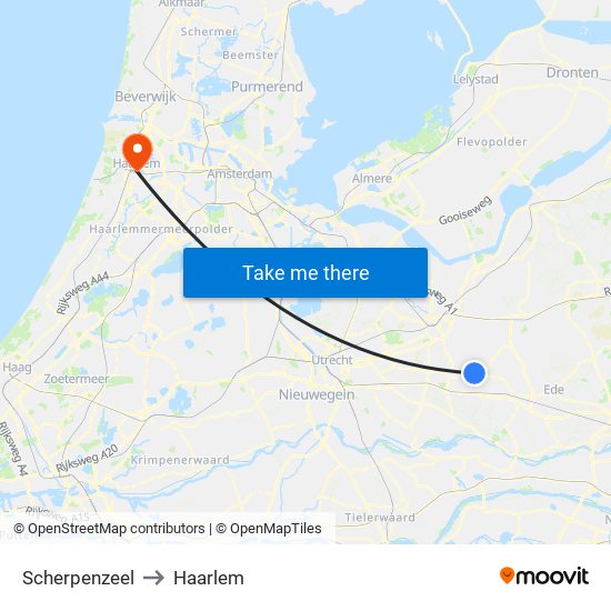 Scherpenzeel to Haarlem map