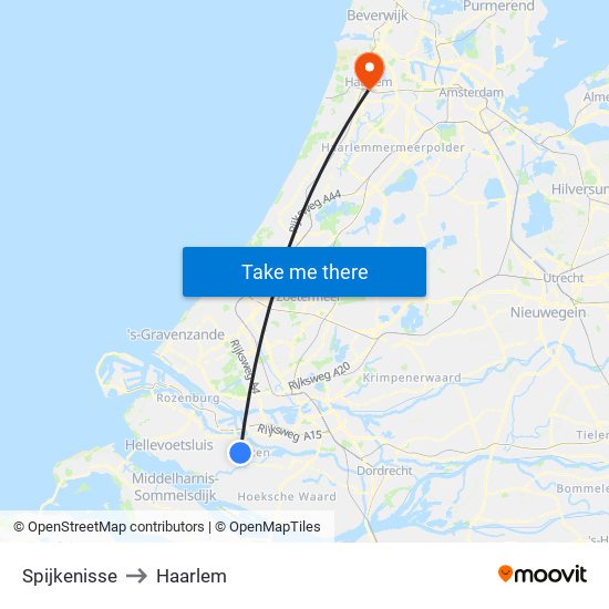 Spijkenisse to Haarlem map