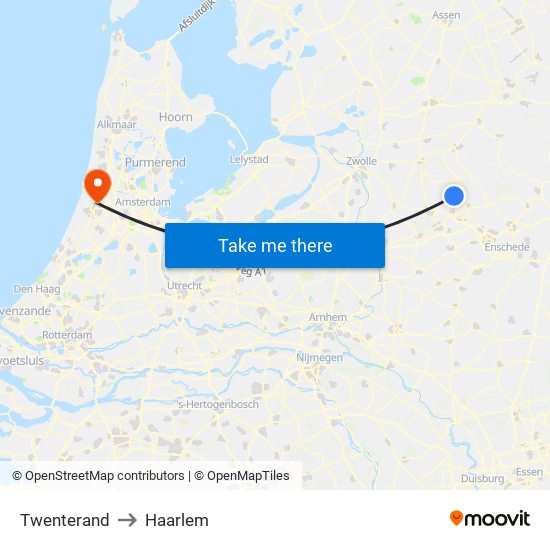 Twenterand to Haarlem map