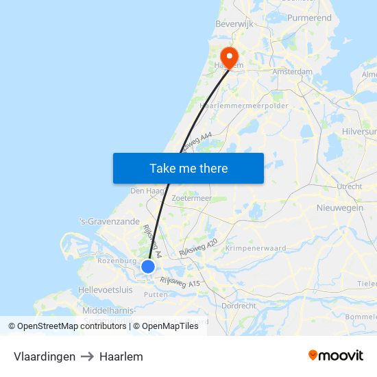 Vlaardingen to Haarlem map