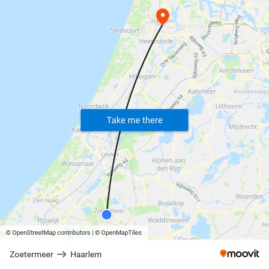 Zoetermeer to Haarlem map