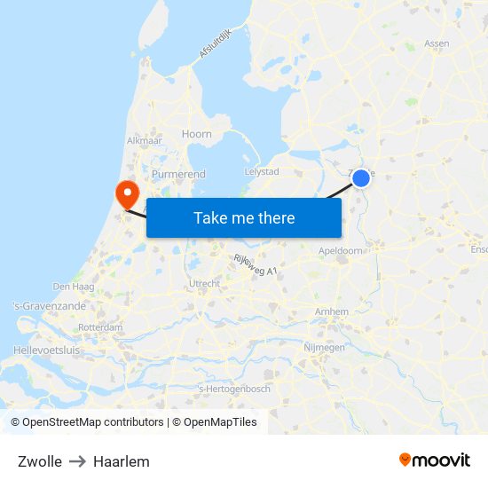 Zwolle to Haarlem map