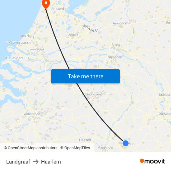 Landgraaf to Haarlem map