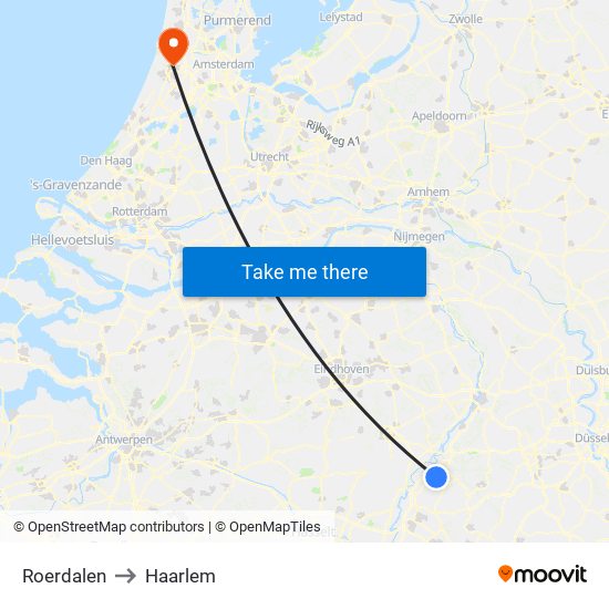 Roerdalen to Haarlem map