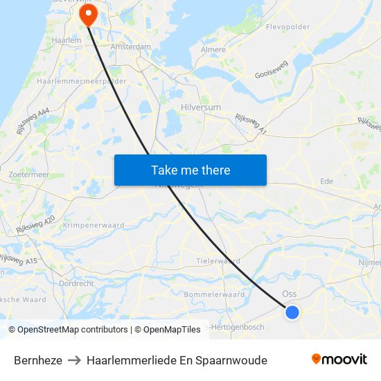 Bernheze to Haarlemmerliede En Spaarnwoude map