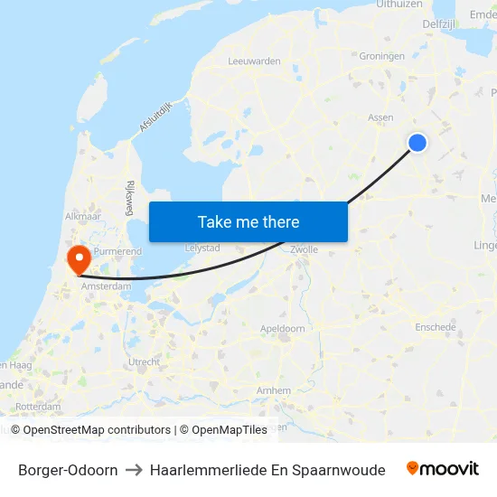 Borger-Odoorn to Haarlemmerliede En Spaarnwoude map