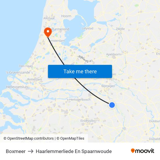 Boxmeer to Haarlemmerliede En Spaarnwoude map