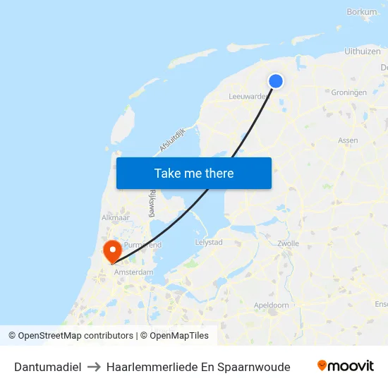 Dantumadiel to Haarlemmerliede En Spaarnwoude map