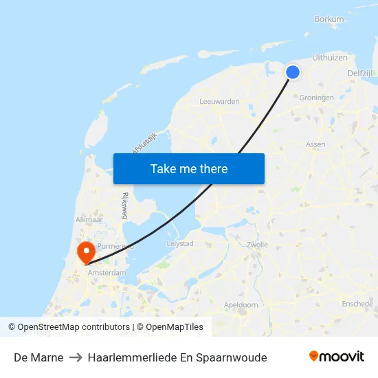 De Marne to Haarlemmerliede En Spaarnwoude map