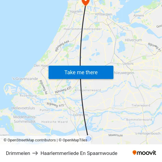 Drimmelen to Haarlemmerliede En Spaarnwoude map