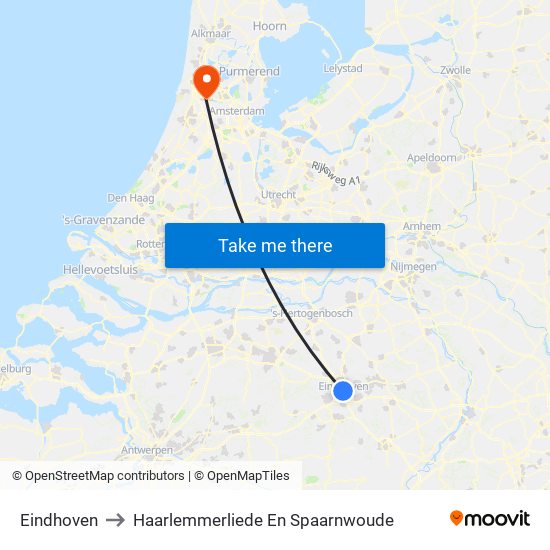 Eindhoven to Haarlemmerliede En Spaarnwoude map