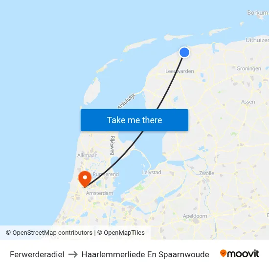 Ferwerderadiel to Haarlemmerliede En Spaarnwoude map