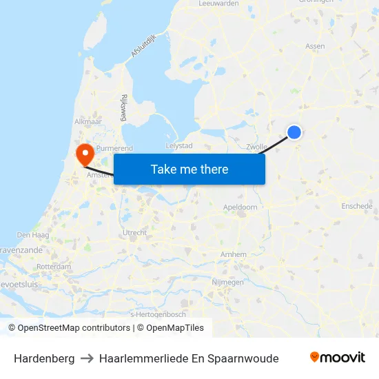 Hardenberg to Haarlemmerliede En Spaarnwoude map