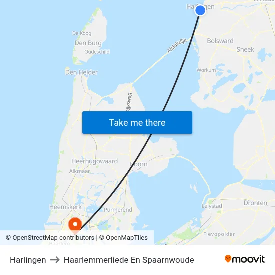 Harlingen to Haarlemmerliede En Spaarnwoude map
