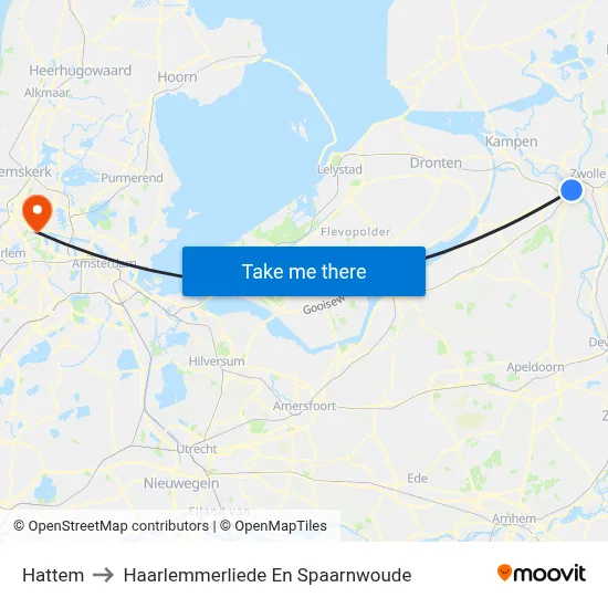 Hattem to Haarlemmerliede En Spaarnwoude map