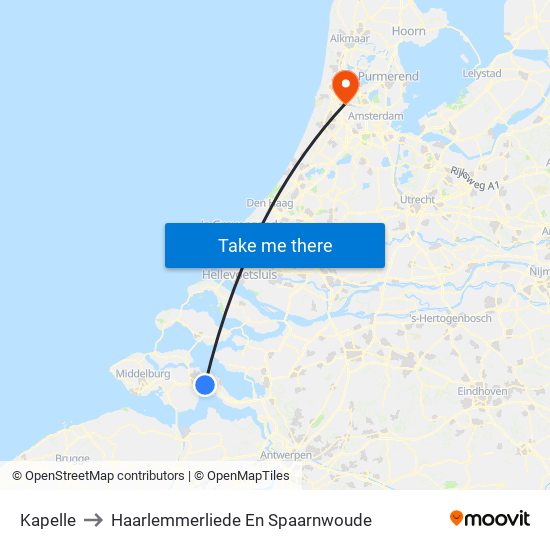 Kapelle to Haarlemmerliede En Spaarnwoude map