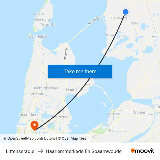 Littenseradiel to Haarlemmerliede En Spaarnwoude map