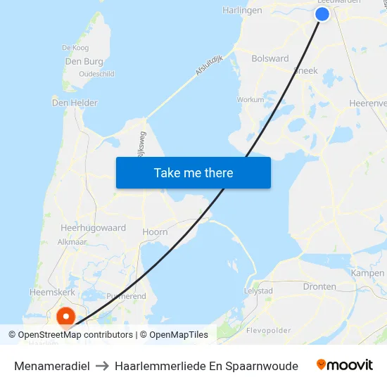 Menameradiel to Haarlemmerliede En Spaarnwoude map