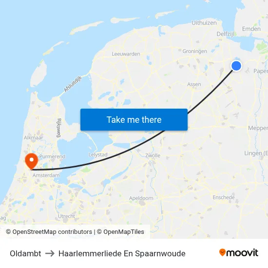 Oldambt to Haarlemmerliede En Spaarnwoude map